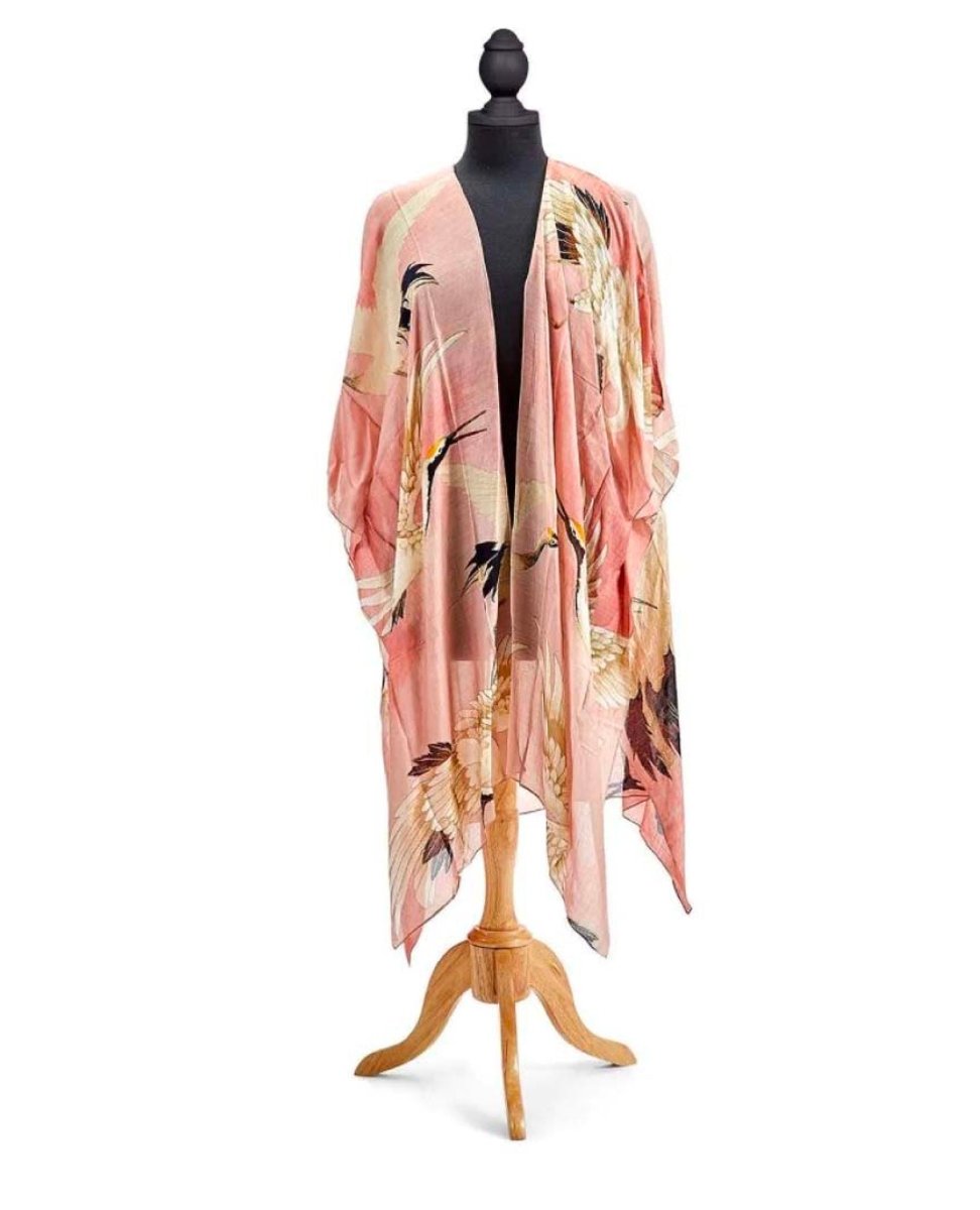 Heron Pink Print Medium Kimono - miamidrugpossession