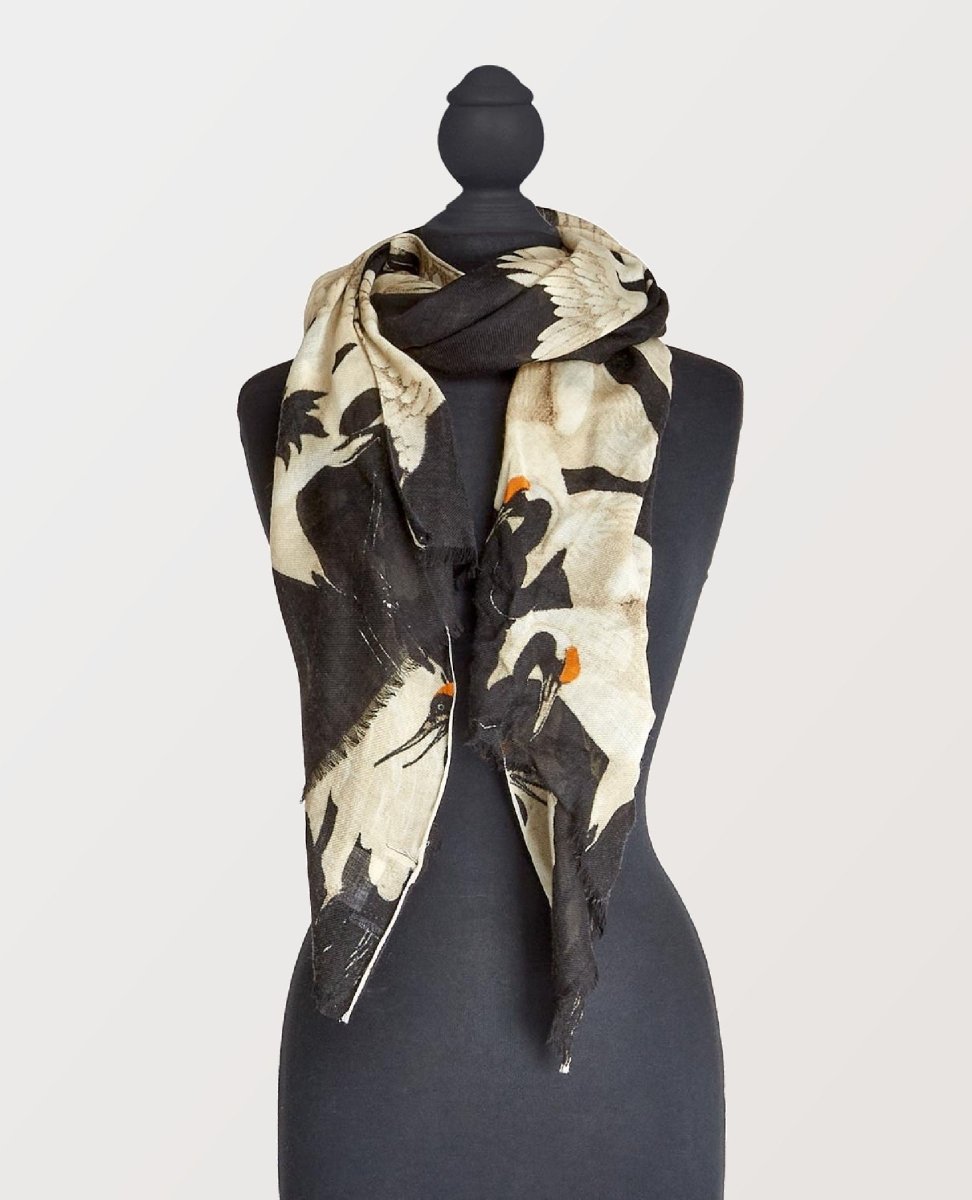 Heron Printed Black Combo Scarf - clearpathherbicide