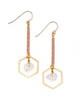 Hexagon Drop Earring Rose Quartz Mauve - clearpathherbicide