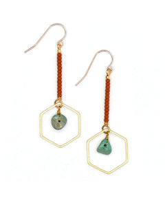 Hexagon Drop Earring Turquoise Terra Cotta - clearpathherbicide