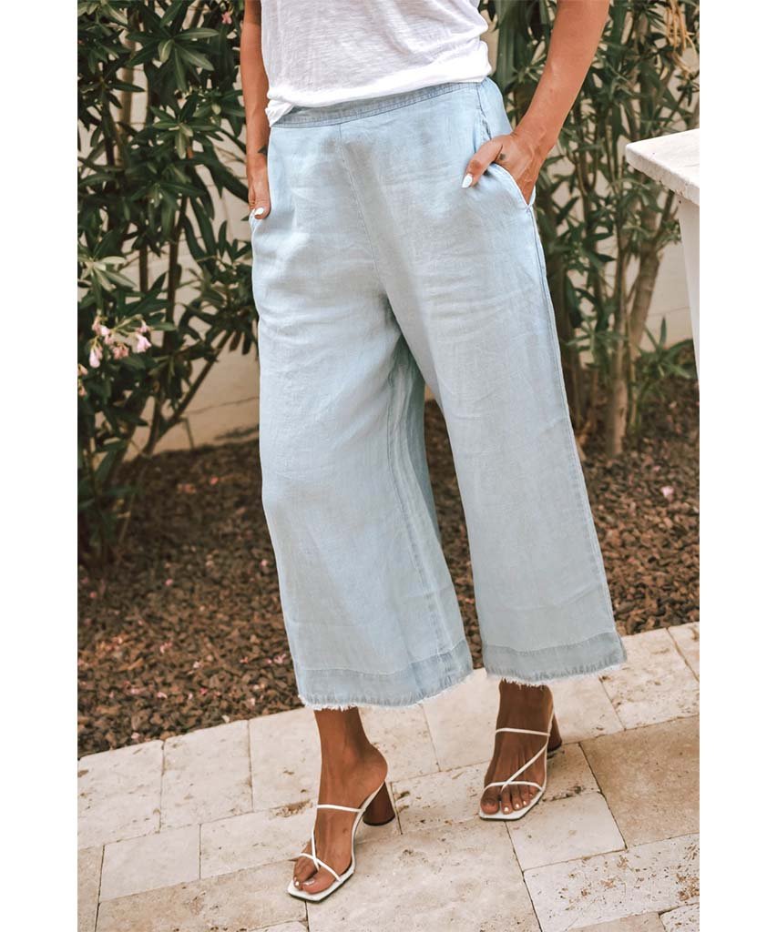 High Waisted Wide Leg Crop Seaside - miamidrugpossession