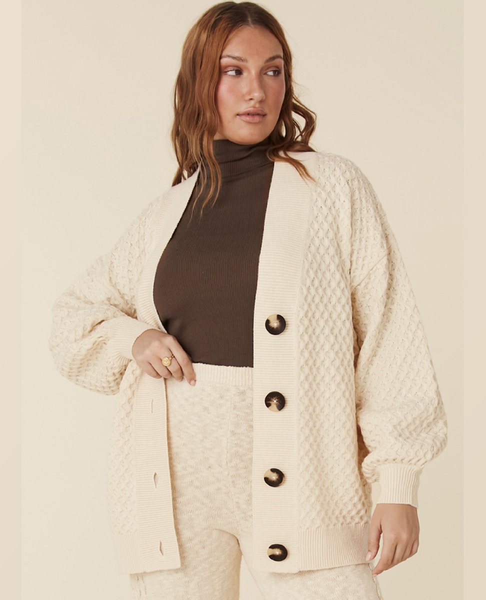 Highland Knit Cardigan Cream - miamidrugpossession