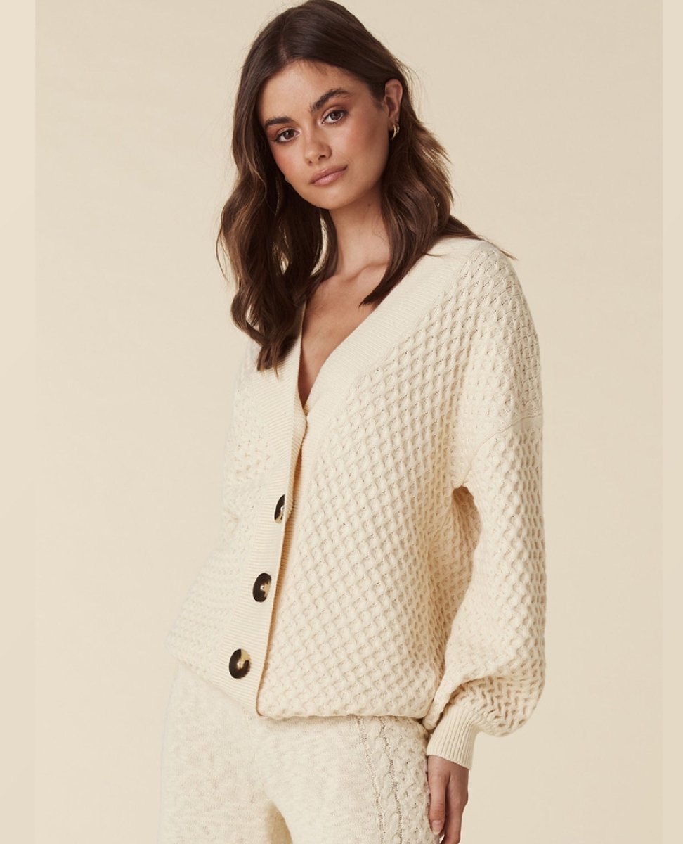 Highland Knit Cardigan Cream - miamidrugpossession