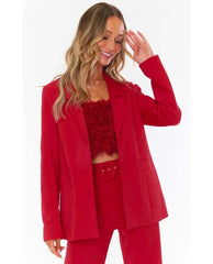 Holiday Red Suiting Blazer - PINK ARROWS