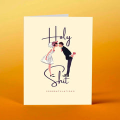 Holy Shit Congratulations! Wedding Card - PINK ARROWS