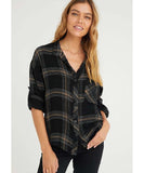 Honey Plaid Long Sleeve Flannel - miamidrugpossession