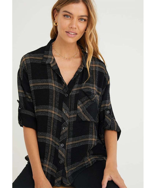 Honey Plaid Long Sleeve Flannel - clearpathherbicide