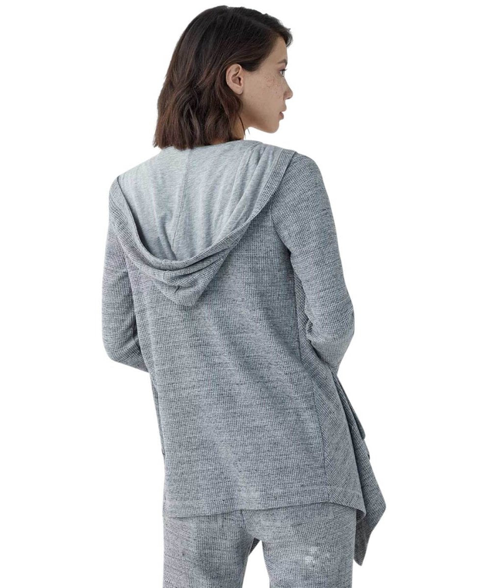 Hooded Thermal Cardigan, Grey - miamidrugpossession