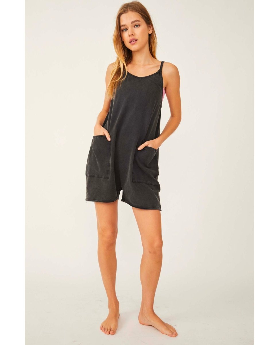 Hot Shot Shorts Onesie Washed Black - miamidrugpossession