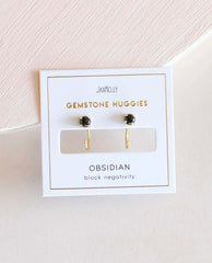 Huggies - Obsidian Earrings - PINK ARROWS