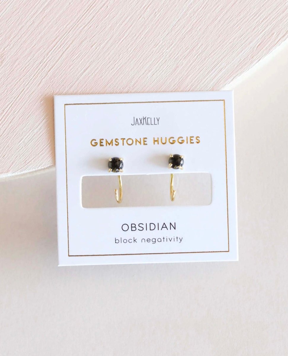 Huggies - Obsidian Earrings - clearpathherbicide