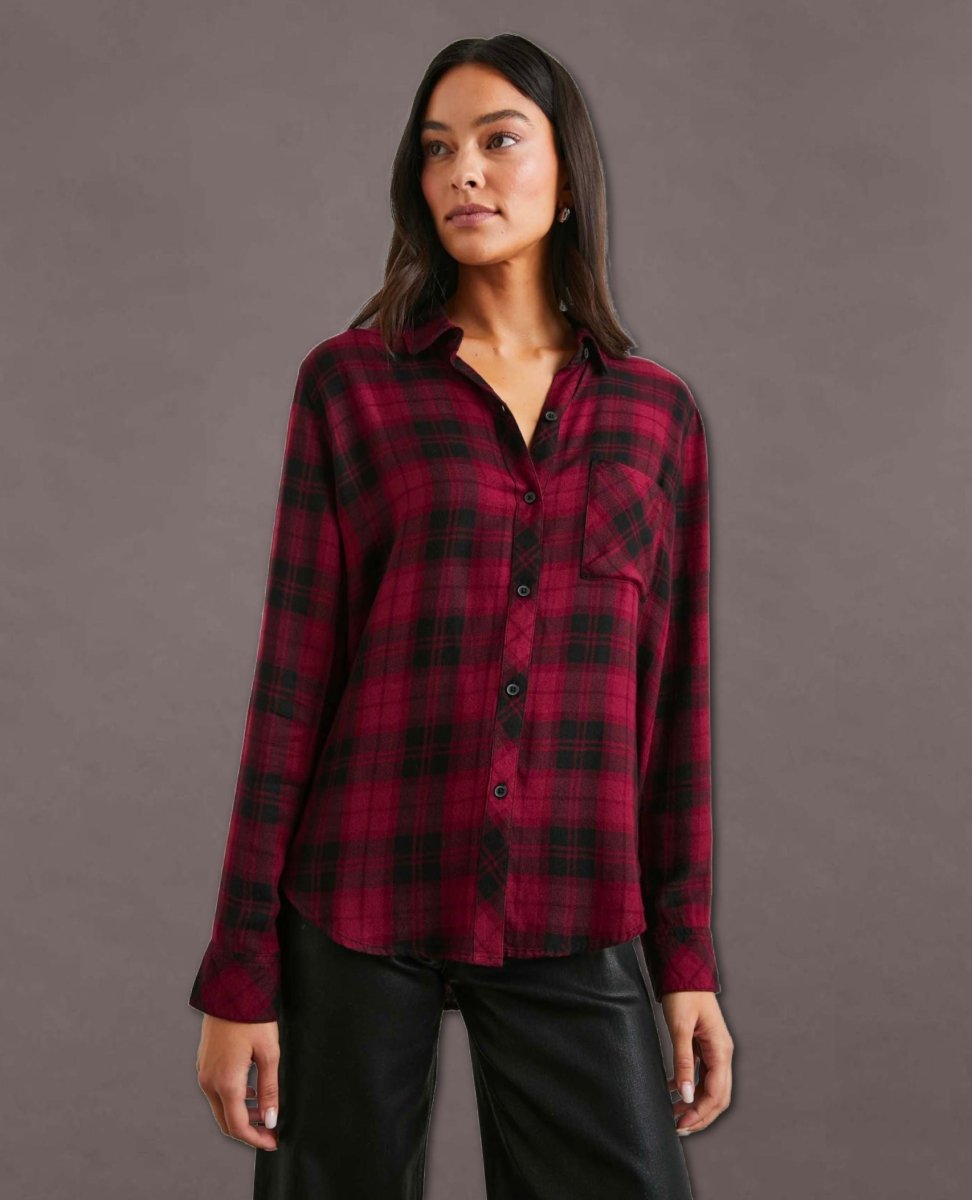 Hunter Button Down Crimson Pitch - miamidrugpossession