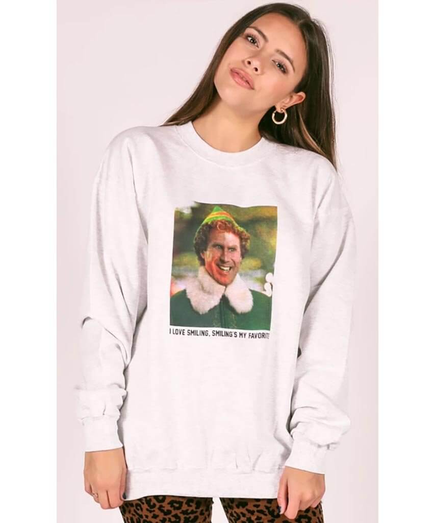 I Love Smiling Elf Sweatshirt - miamidrugpossession