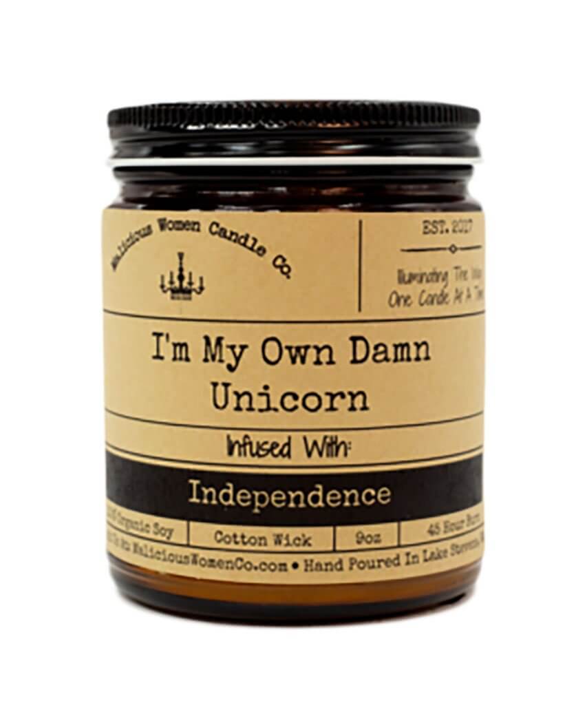 I'm My Own Damn Unicorn - Infused With Independence Candle - miamidrugpossession