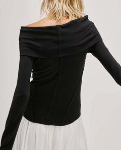 Iris Layering Top Black Long Sleeve - PINK ARROWS