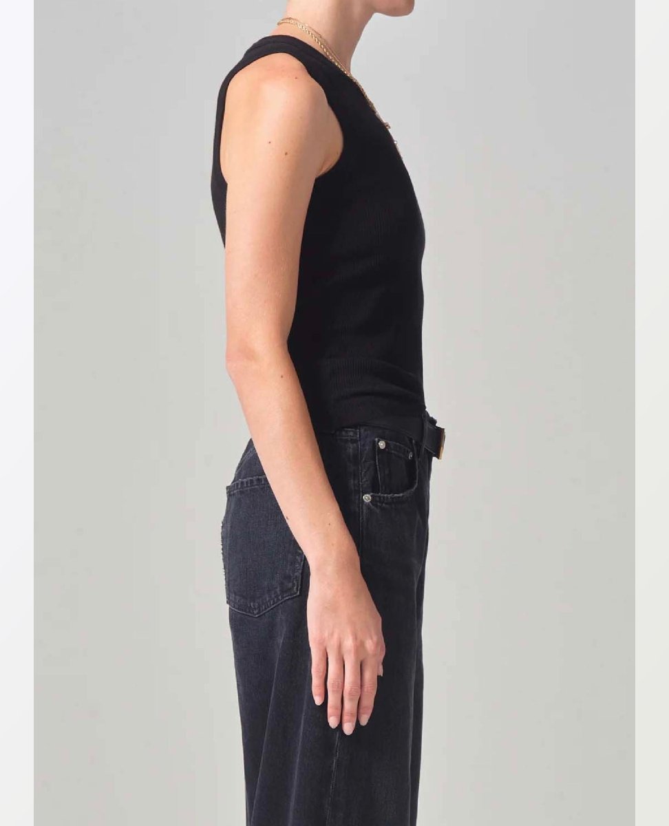 Isabel Rib Tank Black - miamidrugpossession