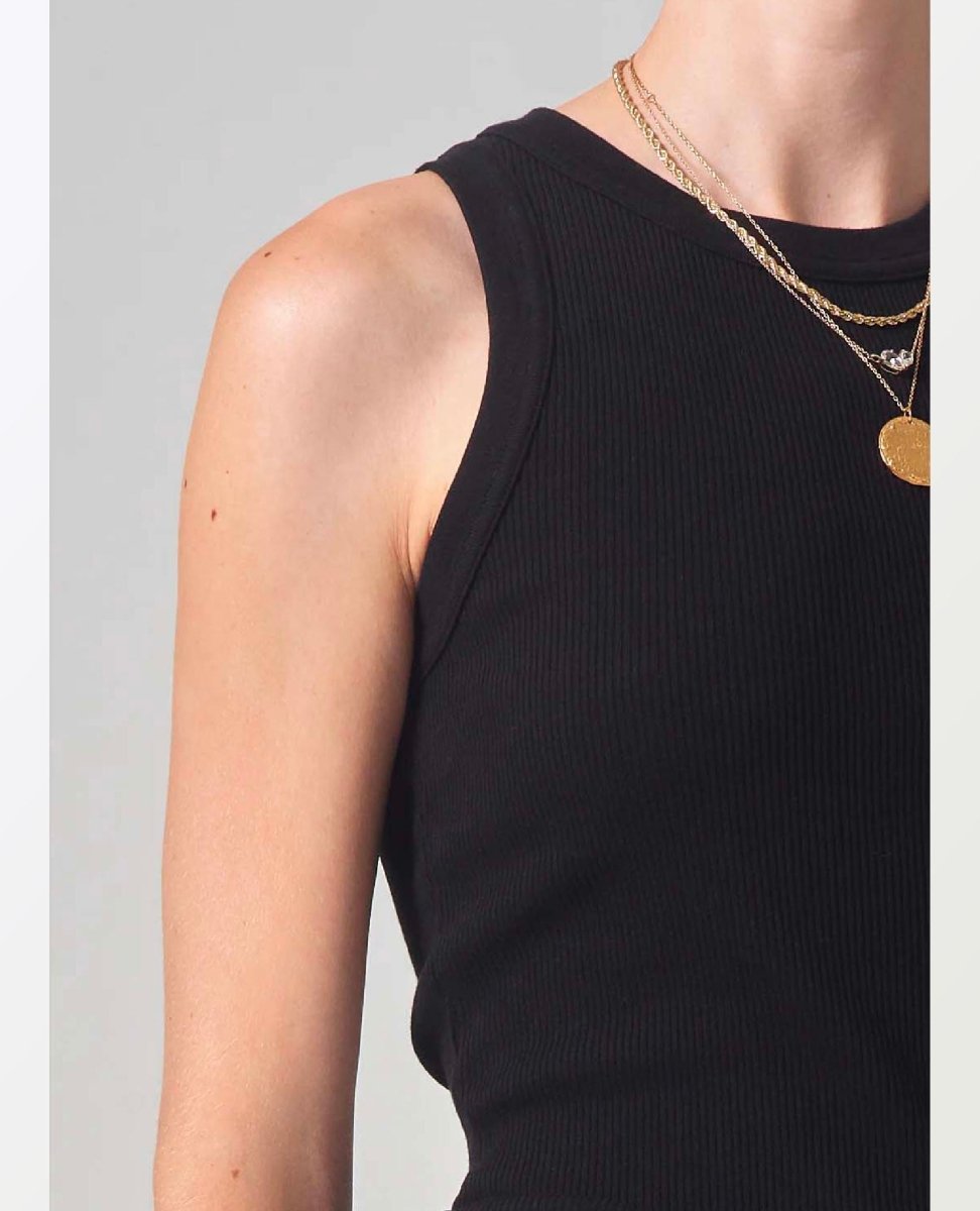 Isabel Rib Tank Black - miamidrugpossession