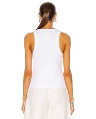 Isabel Rib Tank White - PINK ARROWS