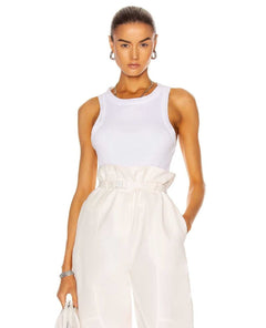 Isabel Rib Tank White - miamidrugpossession