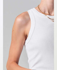 Isabel Rib Tank White - PINK ARROWS