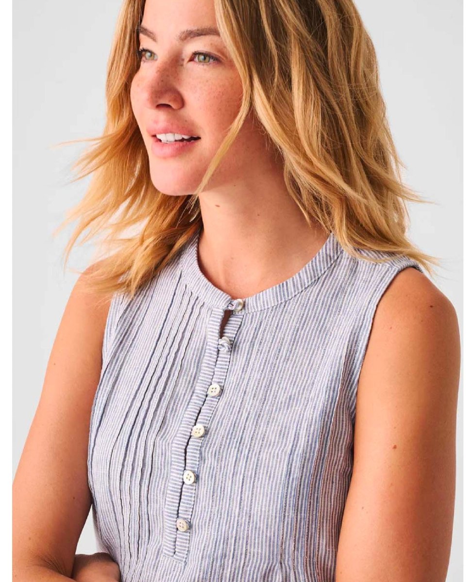 Isha Top Blue Mini Stripe - miamidrugpossession