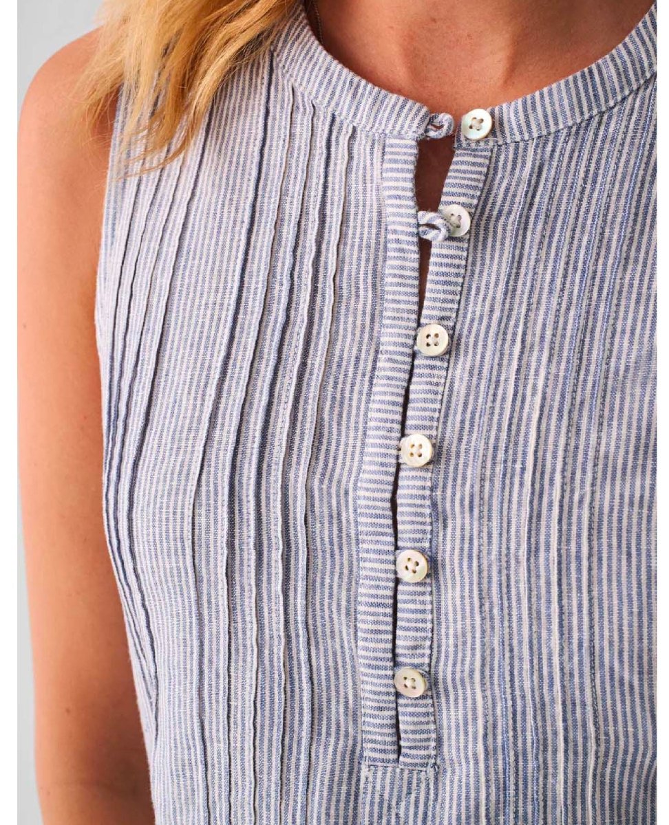 Isha Top Blue Mini Stripe - miamidrugpossession