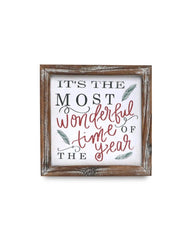 It's The Most Wonderful Time Of The Year Wood Sign 8x8 - PINK ARROWS