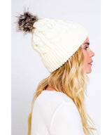 Ivory Beanie with Fur Pom - clearpathherbicide