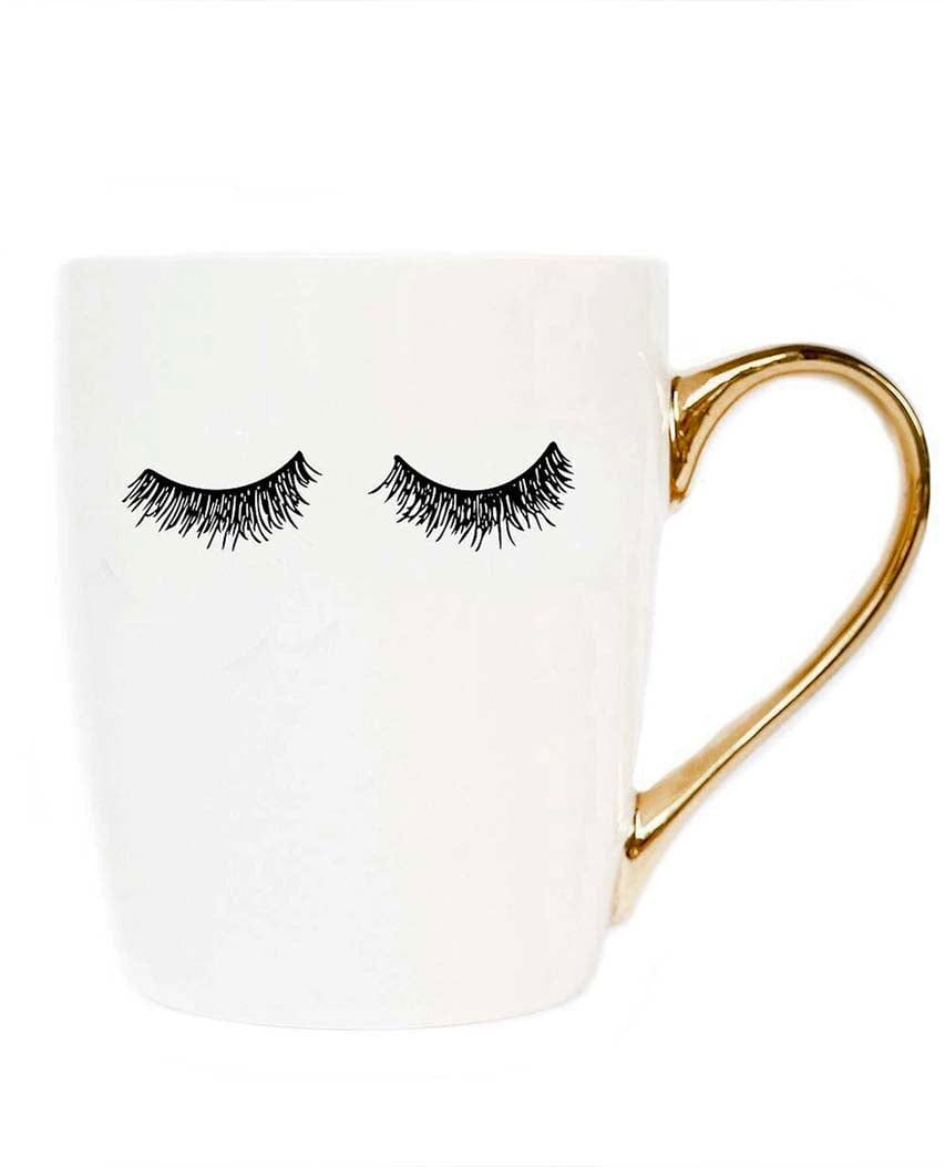 Ivory Eyelashes Gold Coffee Mug - miamidrugpossession