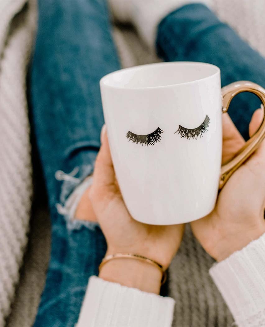 Ivory Eyelashes Gold Coffee Mug - miamidrugpossession