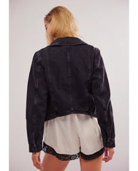 Jade Denim Jacket in Washed Black - PINK ARROWS