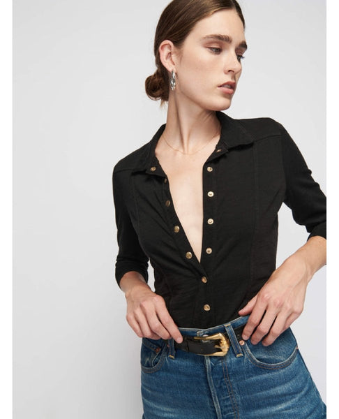 Jarah Seamed Button Up Jet Black - clearpathherbicide