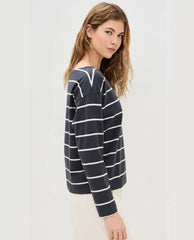 Jersey Boatneck Top Osprey Stripe - PINK ARROWS