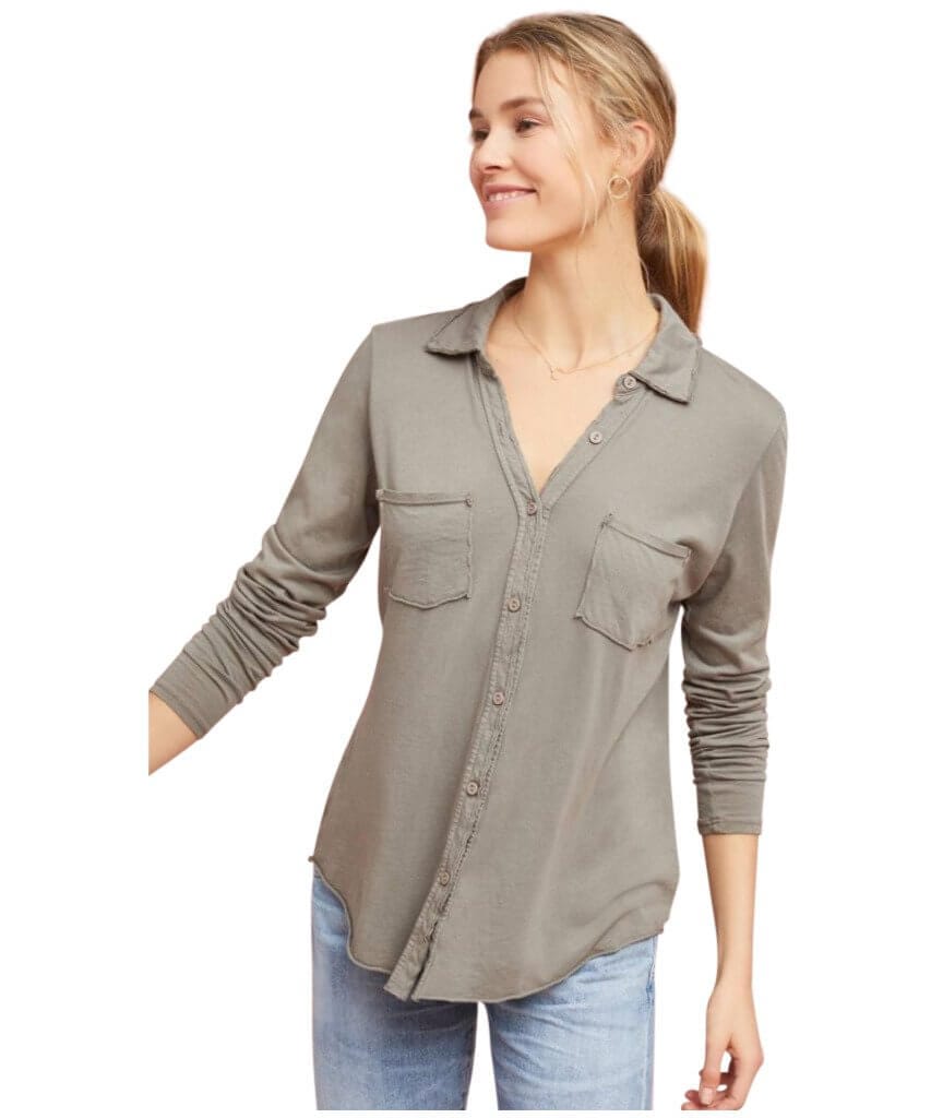 Jersey Button Down, Loden - miamidrugpossession