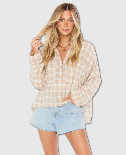 Jessica's Button Down Cream Plaid - clearpathherbicide