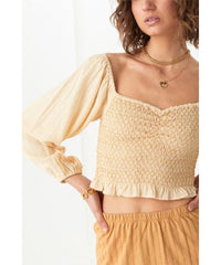 Jessie Jane Cropped Blouse Honey - PINK ARROWS