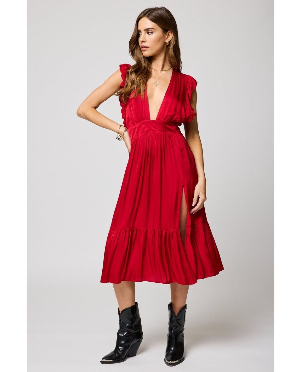 Jessie Midi Dress Red - PINK ARROWS