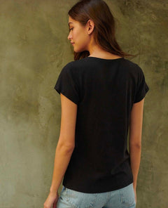 Jilian Original Slub V - Neck Tee Black - miamidrugpossession