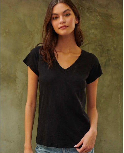 Jilian Original Slub V - Neck Tee Black - clearpathherbicide