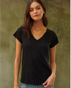 Jilian Original Slub V - Neck Tee Black - miamidrugpossession