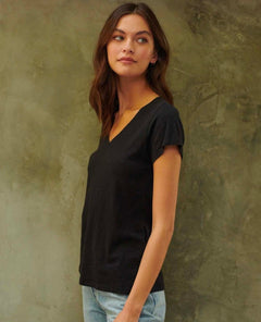 Jilian Original Slub V - Neck Tee Black - miamidrugpossession