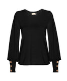 Johnnie Button Long Sleeve Black - miamidrugpossession