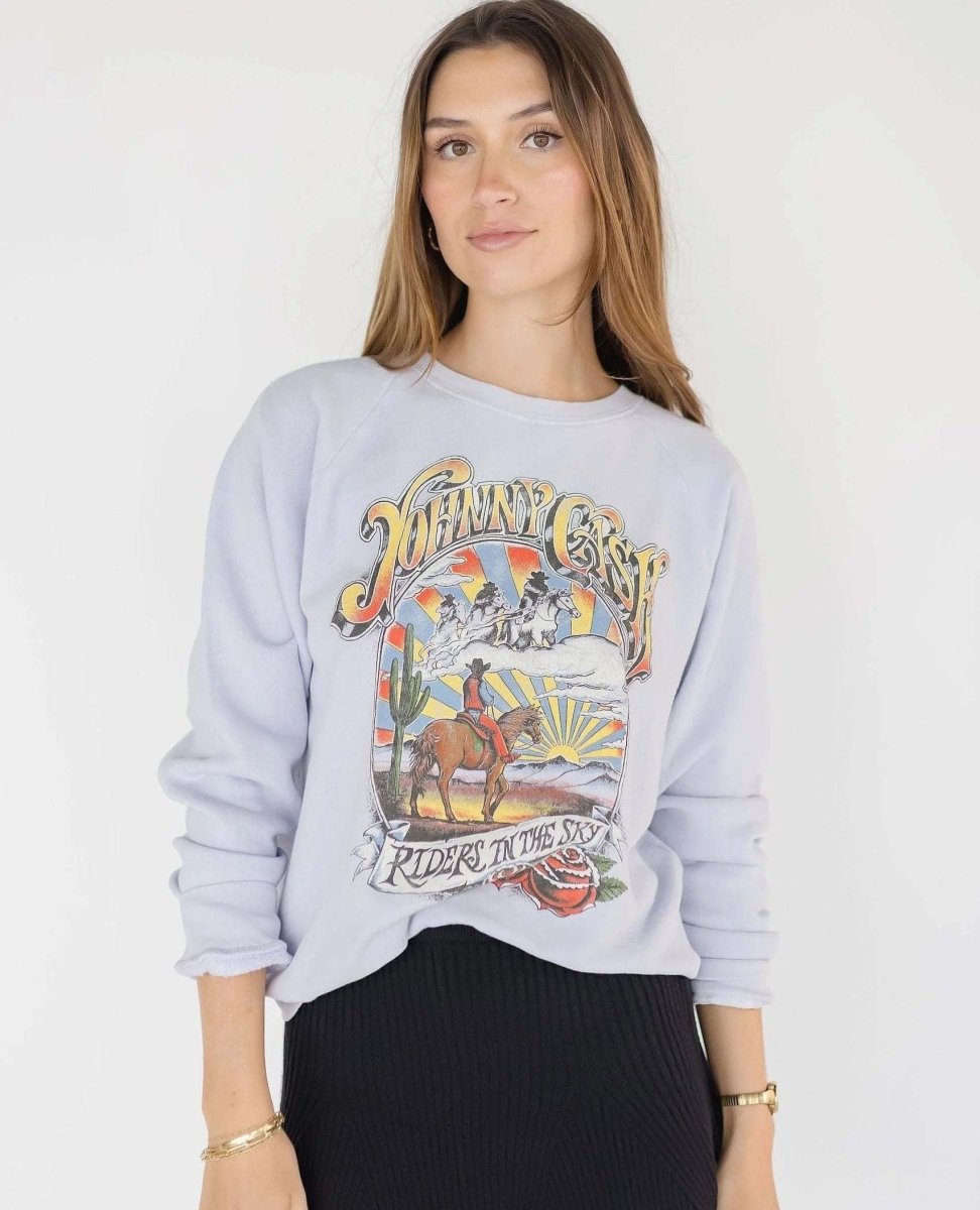 Johnny Cash Lavender Vintage Sweatshirt - PINK ARROWS