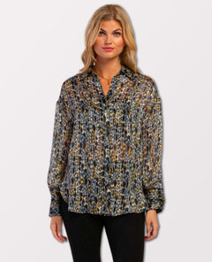 Julietta Gold Button Down - miamidrugpossession