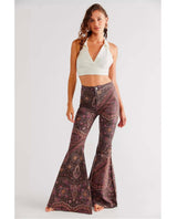 Just Float On Printed Flare Jeans Chocolate Combo - miamidrugpossession