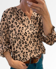 Kacey Cheetah Blush Blouse - PINK ARROWS