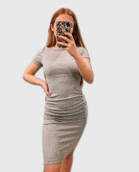 Katie Midi Dress Heather Grey - miamidrugpossession