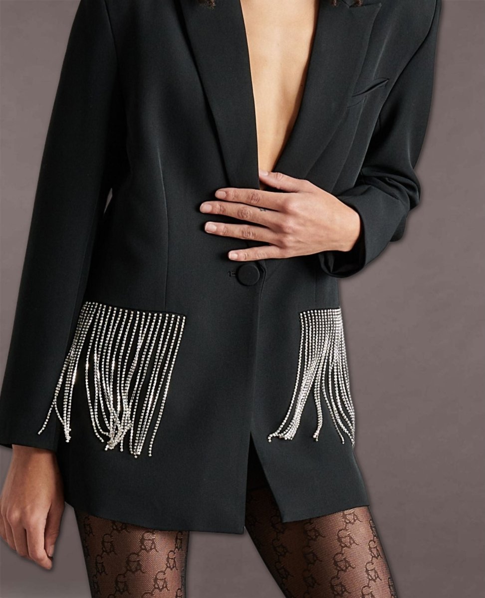 Kendra Black Rhinestone Blazer - miamidrugpossession