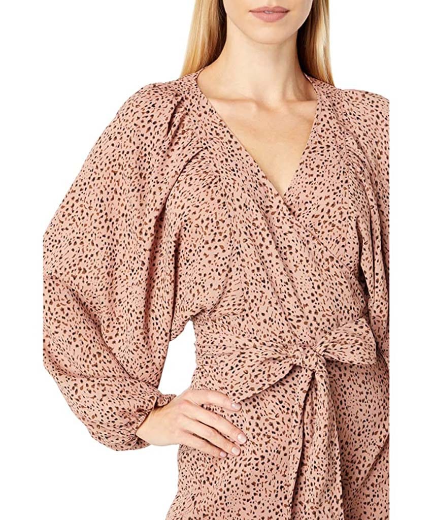 Kennedy Wrap Dress Blush Animal - PINK ARROWS