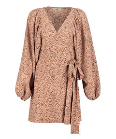 Kennedy Wrap Dress Blush Animal - PINK ARROWS